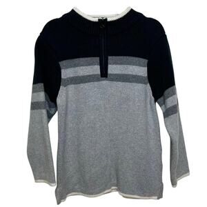Hanna Andersson Boys 100 Combed Cotton Half-Zip Sweater Navy Gray 3T/4T